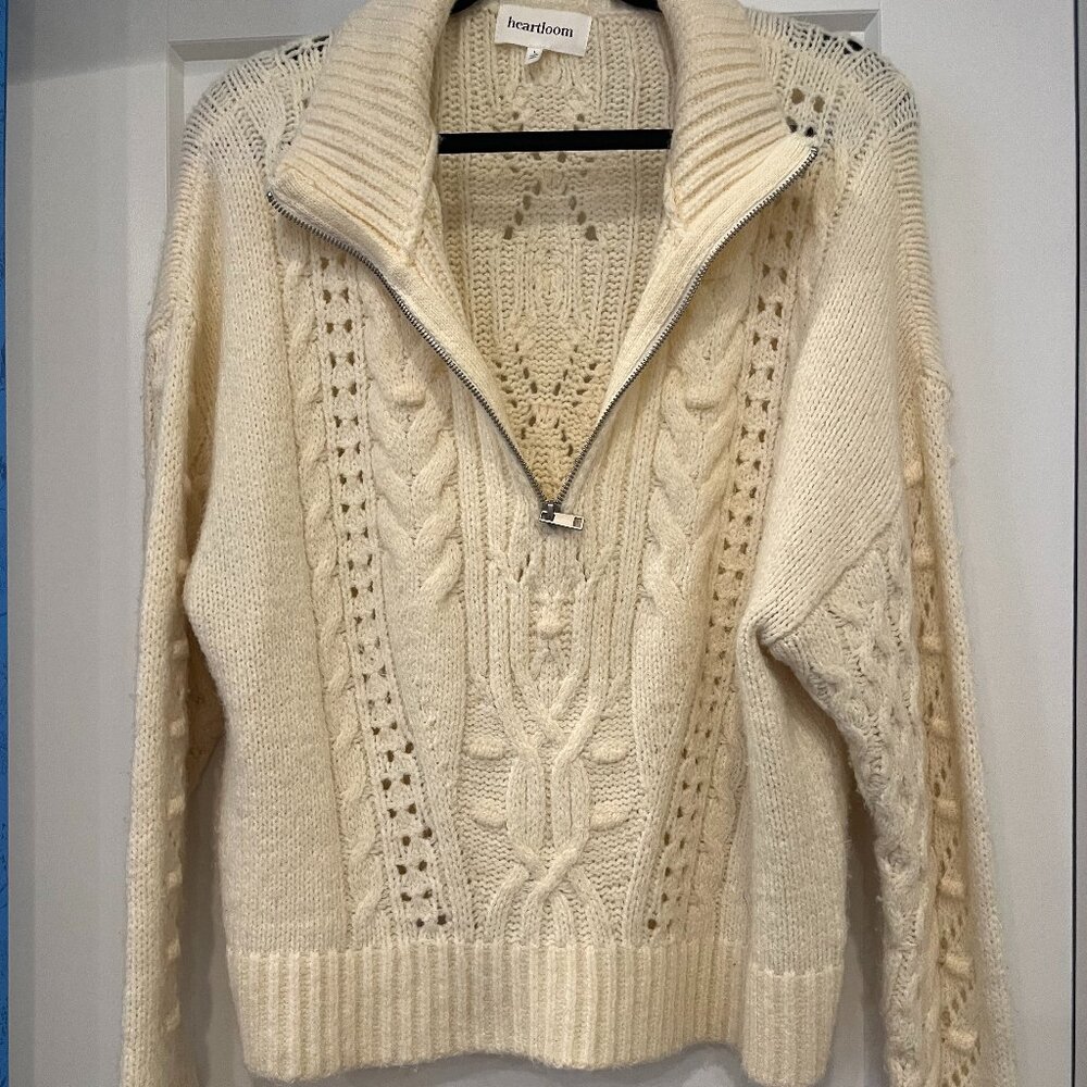Like New, Heartloom Quarter-zip Sweater, Cream, L